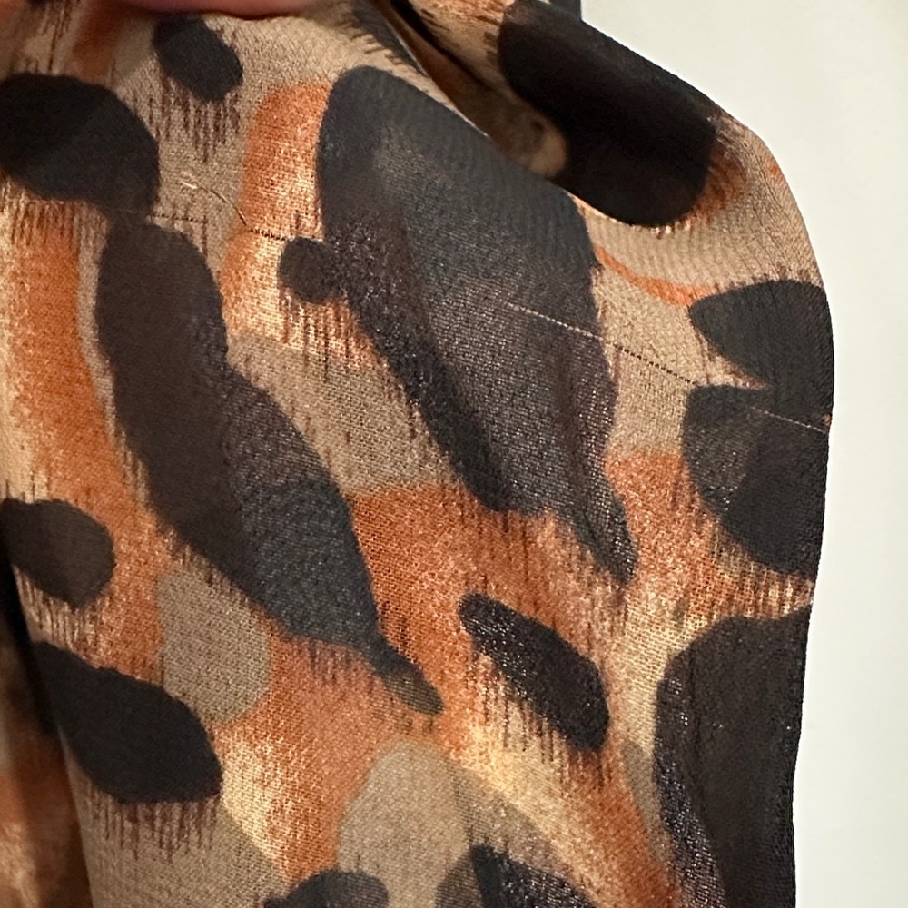 bebe Leopard Print Cowl-Front Long Sleeve Bodysuit - Brown/Black size XXS - Picture 8 of 12